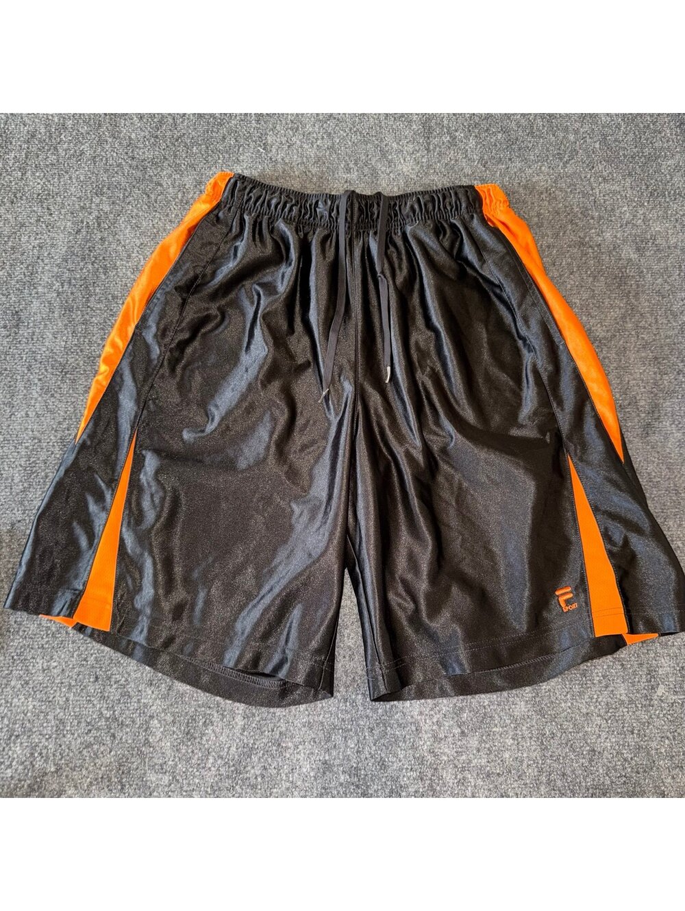 FILA Sport Grey/Orange Dazzle Grail Baggy Hoop Shorts Mens LG Vtg y2k 90s Rare